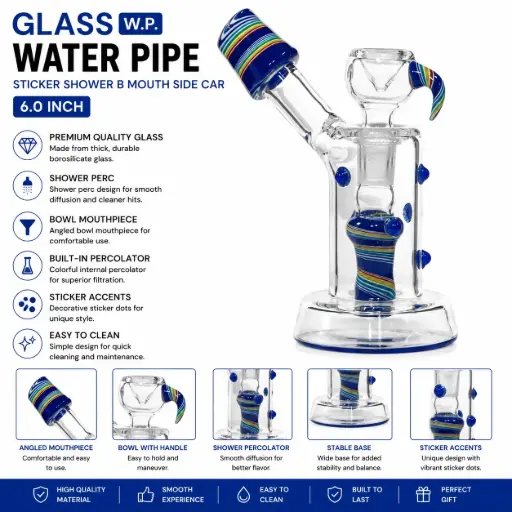 [AM050418] Glass W.P. sticker shower B mouth side Car 6.0" - Blue