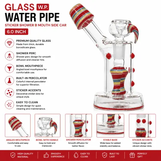 [AM050419] Glass W.P. sticker shower B mouth side Car 6.0" - Red