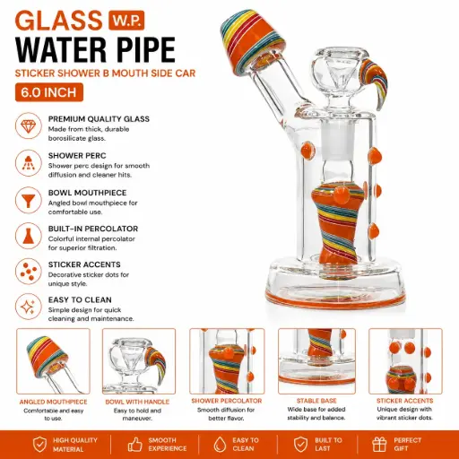 [AM050420] Glass W.P. sticker shower B mouth side Car 6.0" - Orange