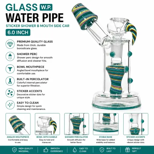 [AM050421] Glass W.P. sticker shower B mouth side Car 6.0" - Teal