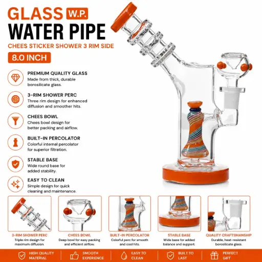 [AM050422] Glass W.P. chees sticker shower 3 Rim side 8.0" - Orange