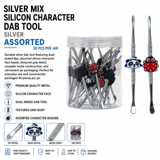 [AM050311] Silver mix silicon character dab tool 30 pcs per jar