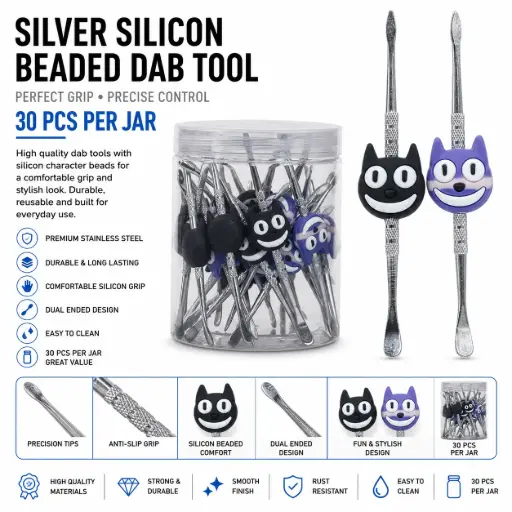 [AM050312] Silver silicon beaded Dab tool 30pcs per jar