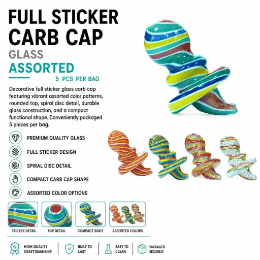 [AM050318] Full sticker carb cap assorted color 5pcs per bag