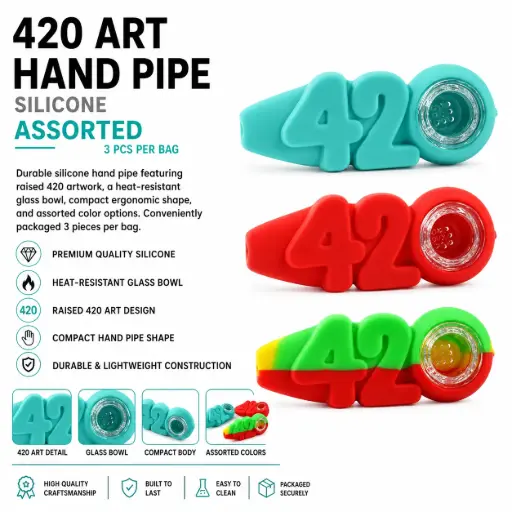[AM050326] Silicon pipe with 420art assorted color 3pcs per bag