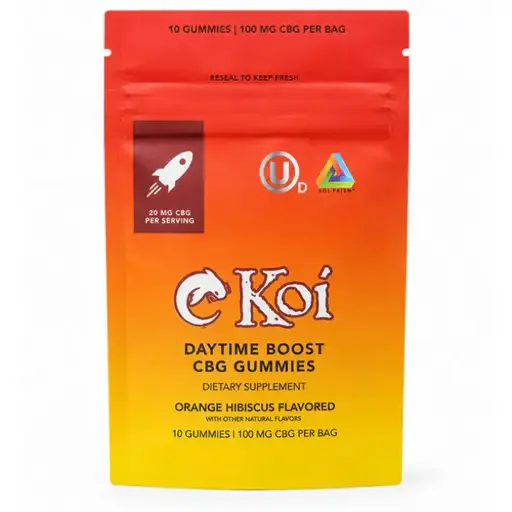 [AM050471] Koi CBD Gummies | Daytime Boost 10ct 100mg - Orange Hibiscus