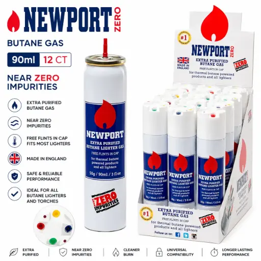 [AM022997] Newport Zero Butane 90ml, 12 CT, Near Zero Impurities