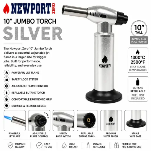 [AM026372] Newport Zero 10" Jumbo Torch "Silver"