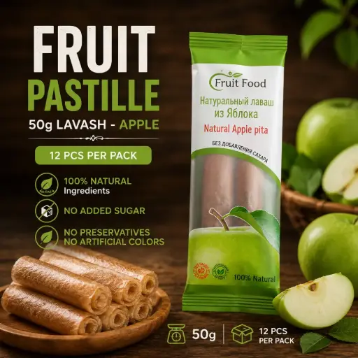 [A2L0001] Fruit Pastille 50g lavash - Apple (12 pcs per Box)