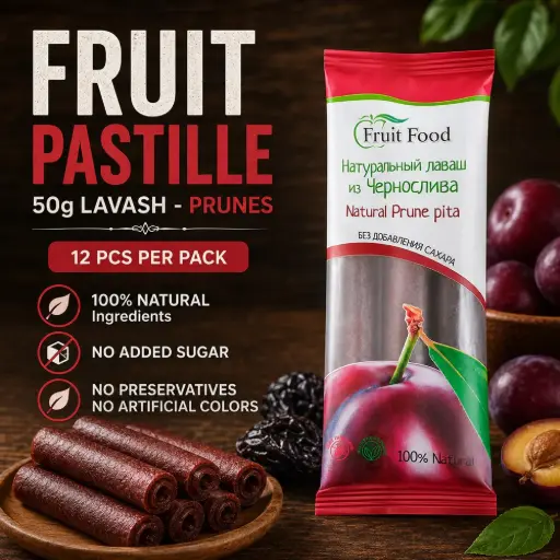 [A2L0002] Fruit Pastille 50g lavash - Prunes (12 pcs per Box)