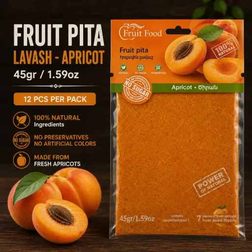 [A2L0011] Fruit Pita 45gr/1.59oz Lavash - Apricot (12 pcs per Box)