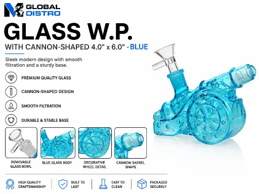 [AM050464] Glass W.P. Cannon-shaped 4.0" x 6.0" - Blue