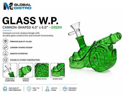 [AM050467] Glass W.P. Cannon-shaped 4.0" x 6.0" - Green