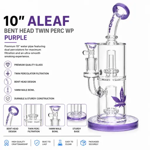 [PC37706] 10" ALEAF BENT HEAD TWIN PERC WP PURPLE