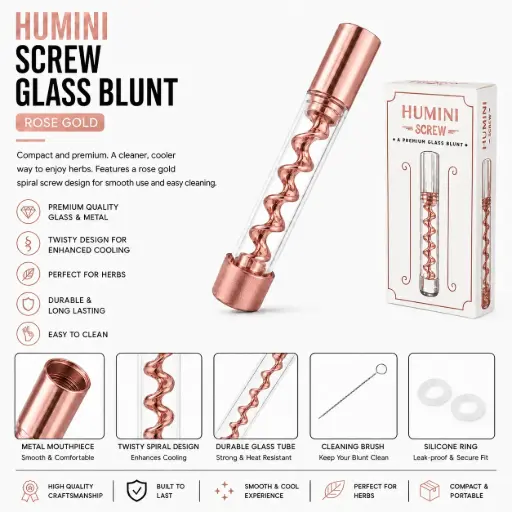 [AM050503] Humini Screw Glass Blunt Pipe - Rose Gold