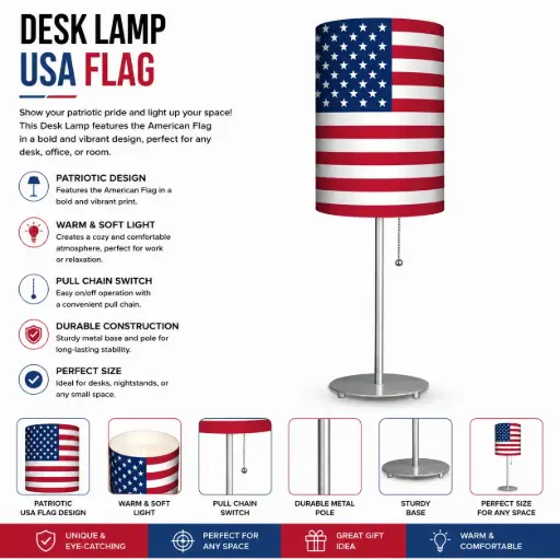[AM050512] Desk Lamp - USA Flag
