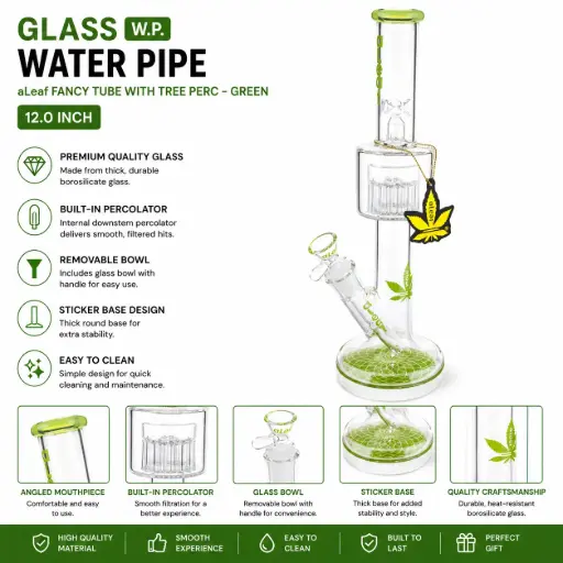 [PC37713] aLeaf Fancy Tube with Tree perc - Green