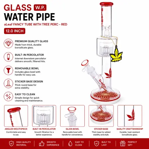 [PC37714] aLeaf Fancy Tube with Tree perc - Red