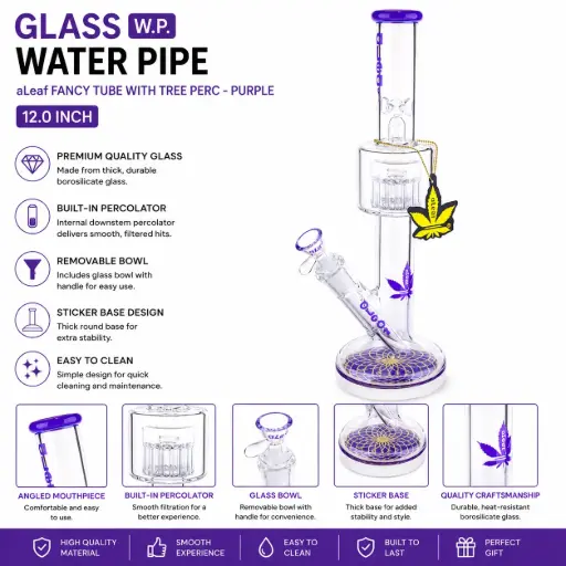 [PC37715] aLeaf Fancy Tube with Tree perc - Purple