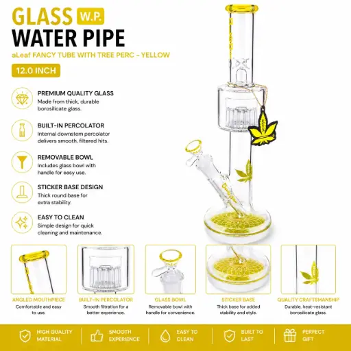 [PC37716] aLeaf Fancy Tube with Tree perc - Yellow