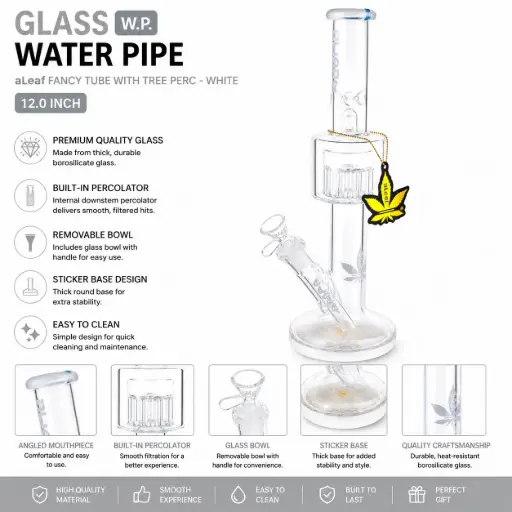 [PC37717] aLeaf Fancy Tube with Tree perc - White