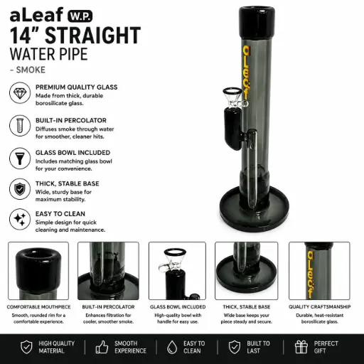[PC37720] aLeaf WP 14" STRAIGHT - Smoke