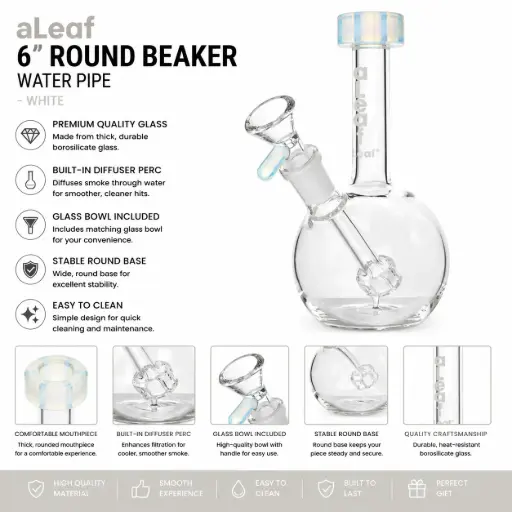 [PC37724] 6" ALEAF ROUND BEAKER WHITE