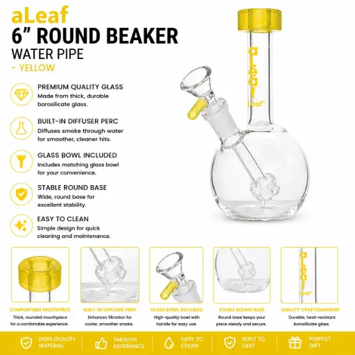 [PC37726] 6" ALEAF ROUND BEAKER YELLOW