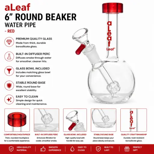 [PC37728] 6" ALEAF ROUND BEAKER RED