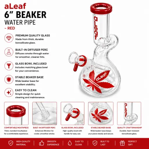 [PC37733] 6" ALEAF BEAKER RED