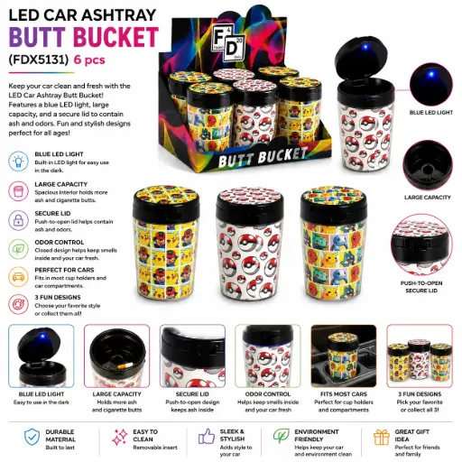 [PC37740] LED CAR ASHTRAY BUTT BUCKET (FDX5131) 6 pcs