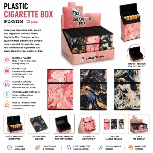 [PC37745] PLASTIC CIGARETTE BOX (FDX5136) 12 pcs