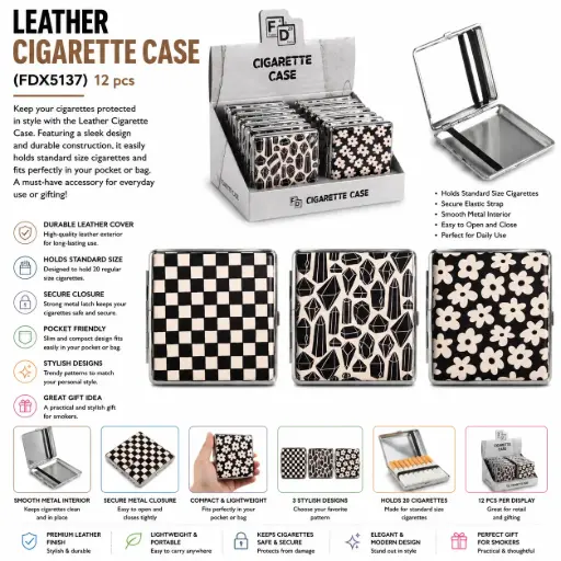 [PC37746] LEATHER CIGARETTE BOX (FDX5137) 12 pcs