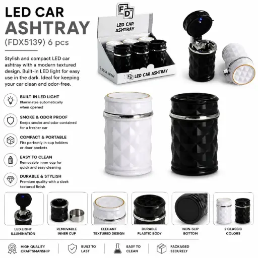 [PC37748] LED CAR ASHTRAY (FDX5139) 6 pcs