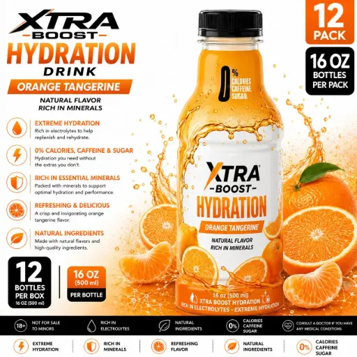 [AM050570] Xtra Boost Hydration Drink (16oz - 500ml) 12 pcs per Box - Orange Tangerine