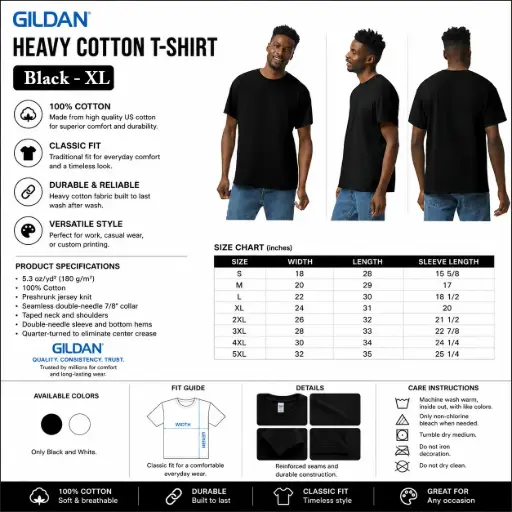 [AM050574] Gildan Heavy Cotton T-shirt / Black - XL (12 per pack)