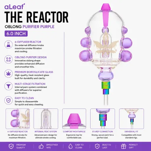 [PC37757] aLeaf 6" THE REACTOR OBLONG PURIFIER PURPLE