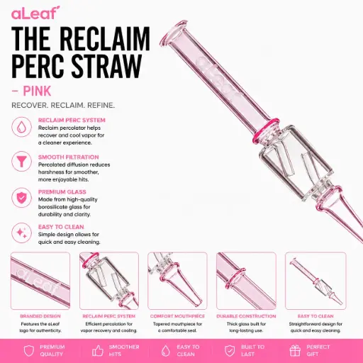 [PC37762] aLeaf THE RECLAIM PERC STRAW - PINK