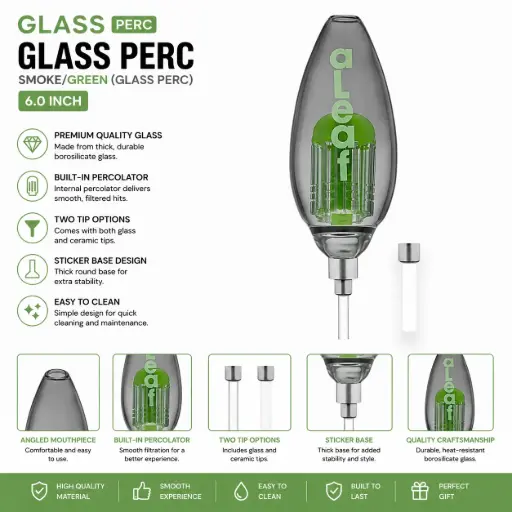 [PC37804] aLeaf SMOKE/GREEN(GLASS PERC)