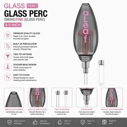 [PC37805] aLeaf SMOKE/PINK(GLASS PERC)