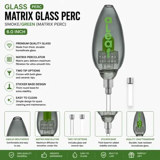 [PC37813] aLeaf SMOKE/GREEN/(GLASS/PERC) MATRIX