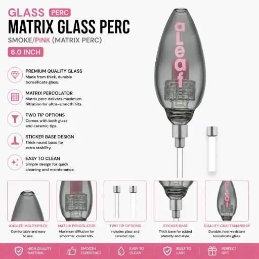 [PC37814] aLeaf SMOKE/PINK/(GLASS/PERC) MATRIX