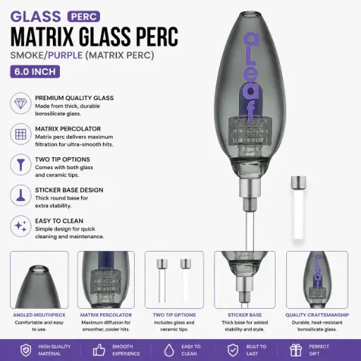 [PC37815] aLeaf SMOKE/PURPLE(GLASS/PERC) MATRIX