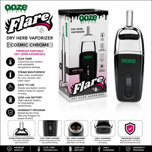 [AM021742] Ooze Flare Dry Herb Vaporizer - Cosmic Chrome