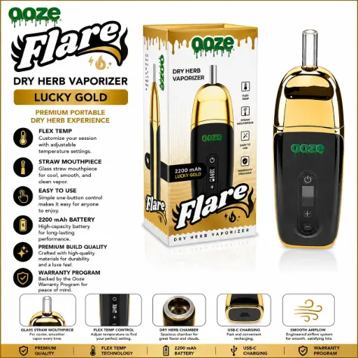 [AM021743] Ooze Flare Dry Herb Vaporizer -  Lucky Gold