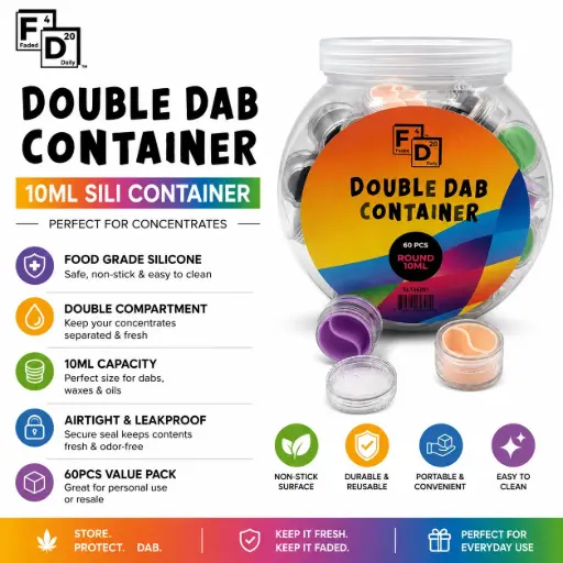 [PC37849] 10ML SILI DOUBLE DAB CONTAINER (60PCS)