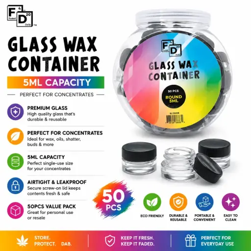 [PC37851] 5ML ROUND GLASS CONTAINER (50CT)