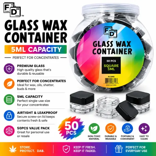 [PC37853] 5ML SQUARE GLASS CONTAINER (50CT)