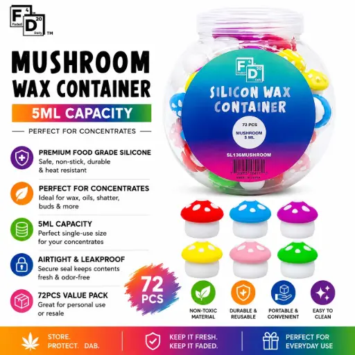 [PC37854] 5ML MUSHROOM WAX CONTAINER 72CT 