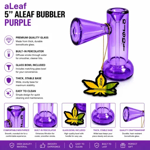 [PC37859] 5" ALEAF BUBBLER Purple